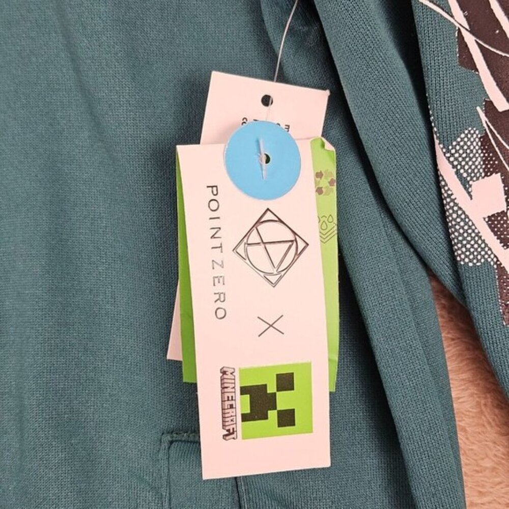 NWT Point Zero x Minecraft Hoodie Green Long Sleeve Full Zip Sweatshirt Men's M - Picture 8 of 13